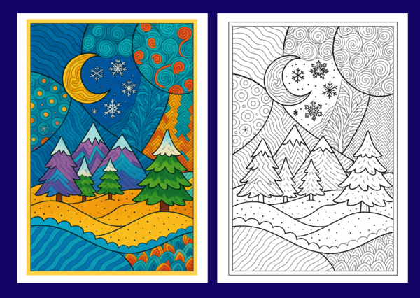 ❄️🎄Zimowe Kolorowanki w Stylu Zentangle – idealne do relaksu i twórczej zabawy! - 36 szt.🎄 - zima