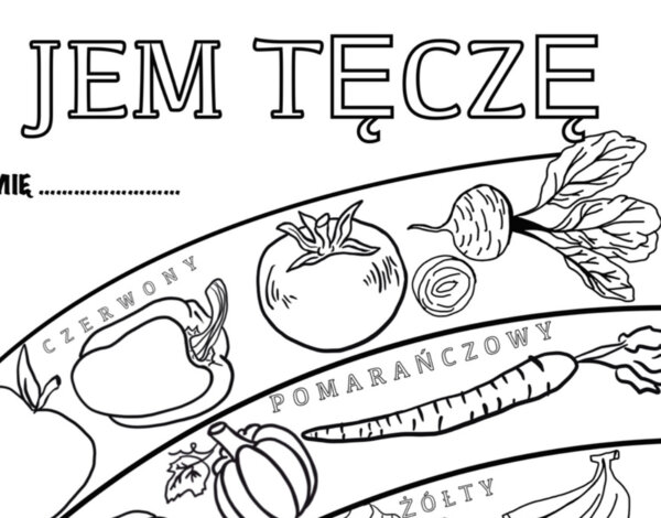 Warzywa i owoce - Jem Tęczę, To lubię - karty pracy