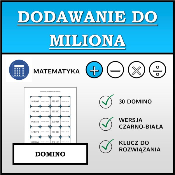 Domino - Dodawanie do miliona | matematyka