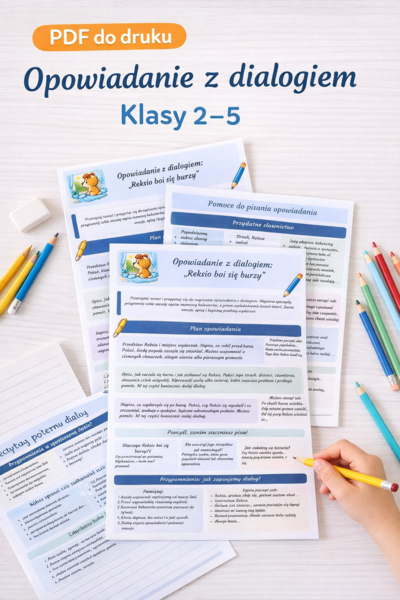 Opowiadanie z dialogiem: Reksio boi się burzy