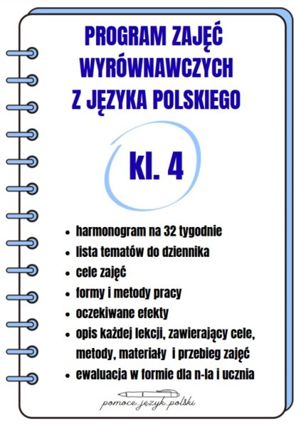 Program zajęć wyrównawczych z języka polskiego dla kl. 4