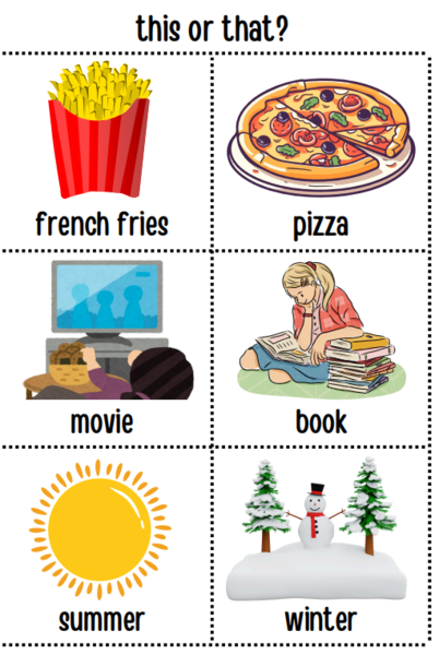 Gra językowa "this or that" - język angielski