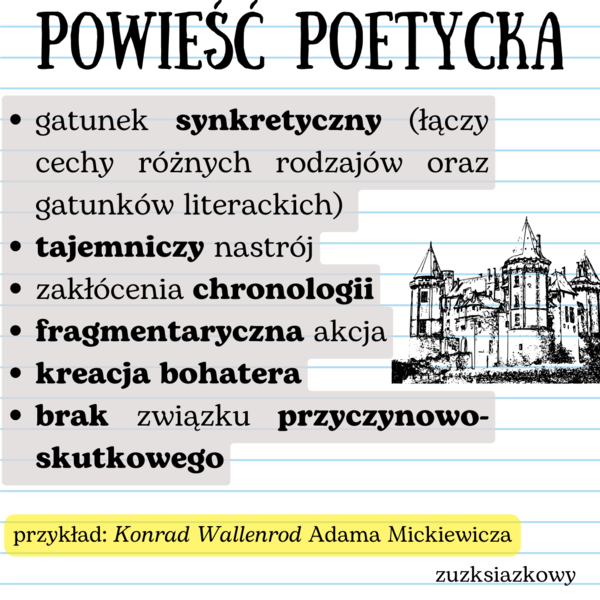 Notatka wklejka gatunek POWIEŚĆ POETYCKA