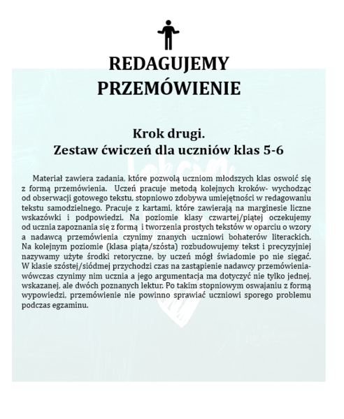 REDAGUJEMY PRZEMÓWIENIE. KROK DRUGI. ZESTAW CWICZEŃ DLA UCZNIÓW KLAS 5-6.