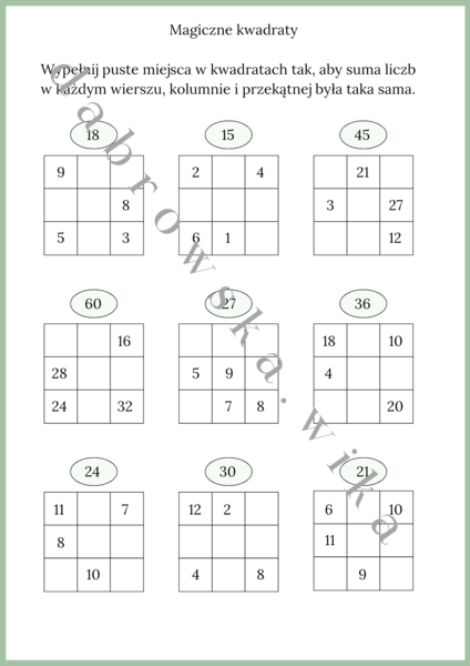 Magiczne kwadraty