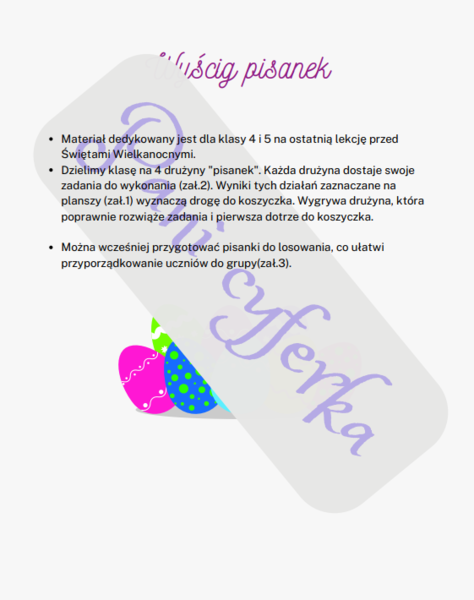 Wyścig pisanek - działania pisemne