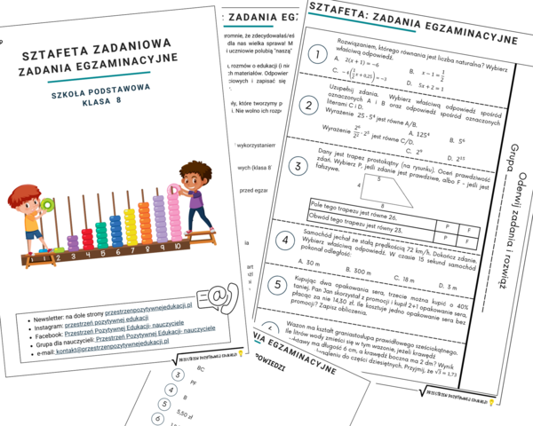 Sztafeta zadaniowa z zadań egzaminacyjnych (klasa 8)