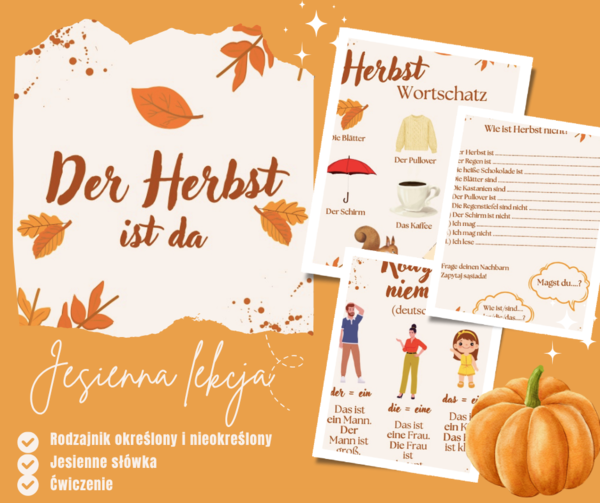 Jesienna lekcja - słownictwo jesienne + rodzajnik określony i nieokreślony