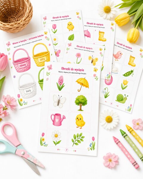 Wiosna w koszyku - sortowanie kolorów