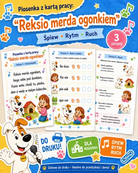 Piosenka z kartą pracy: „Reksio merda ogonkiem”