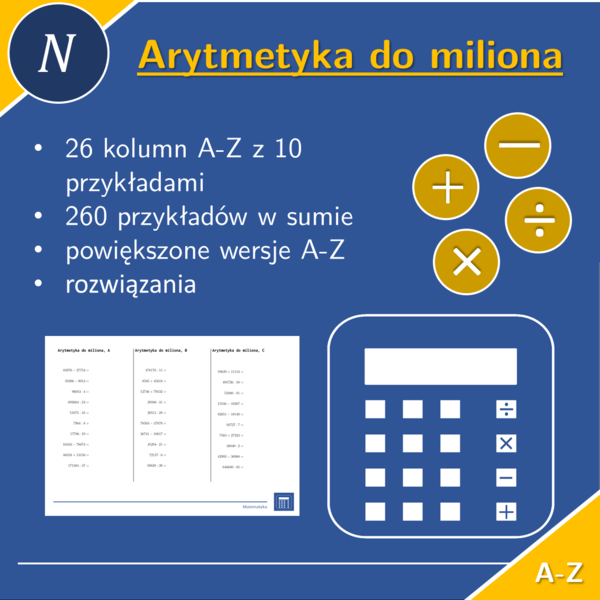 Arytmetyka do miliona | matematyka | 26 kolumn