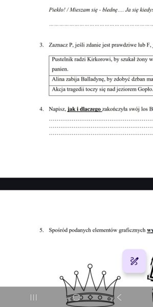 ,,Balladyna" Juliusza Słowackiego - kartkówka