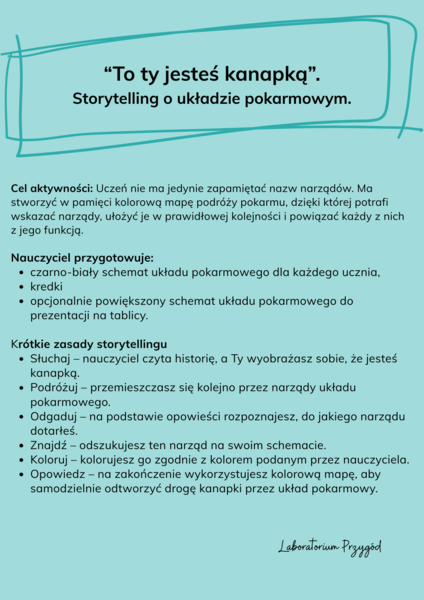 Układ pokarmowy - storytelling i kolorowanka.