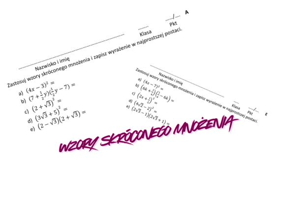 Kartkówka podstawowe wzory skróconego mnożenia (9 grup) wraz z odpowiedziami