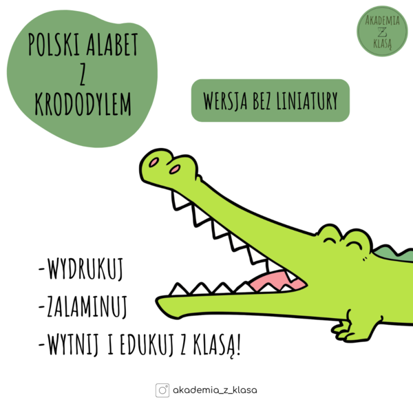 Alfabet demonstracyjny z Krokodylem - wersja bez liniatury