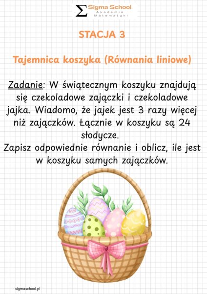 Wielkanocna Stacja Zadaniowa: Matematyczne Poszukiwania Zajączka - Klasa 6