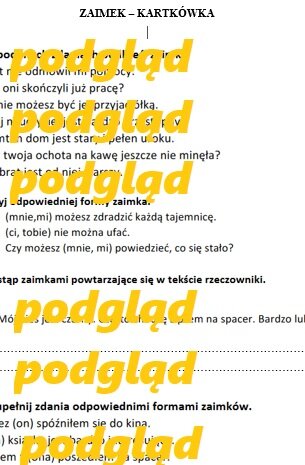 Zaimek - kartkówka dla kl. 5 - 6