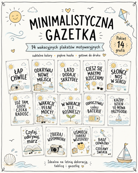 🌞 Minimalistyczna gazetka wakacyjna 🌞