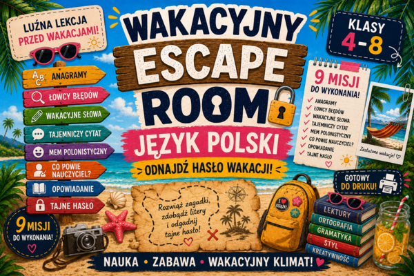Wakacyjny Escape Room | język polski | klasy 4–8 | luźna lekcja przed wakacjami