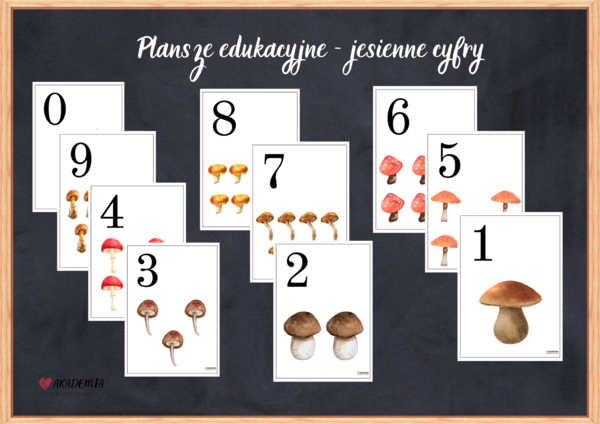 Jesień - cyferki liczby grzybki
