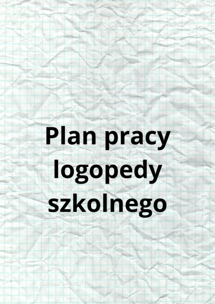 Plan pracy logopedy szkolnego