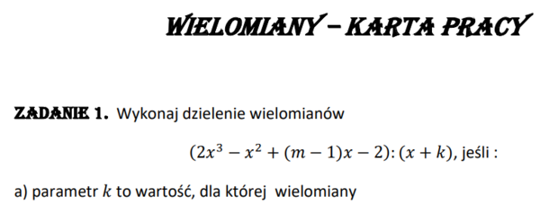 Wielomiany - Karta pracy