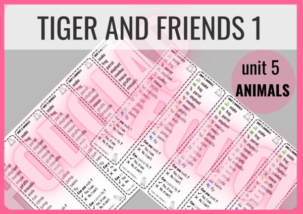Tiger and Friends 1 unit 5 ANIMALS- zakładki do książki