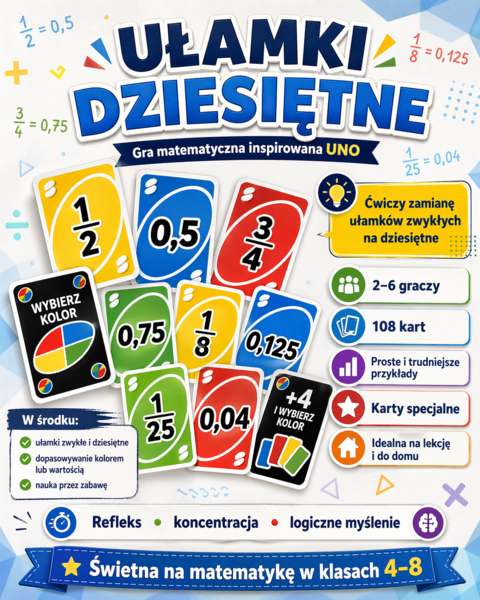 UNO - Ułamki dziesiętne  klasa 4,5