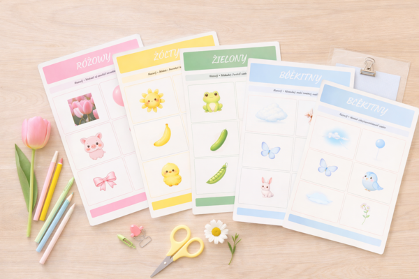 Kolory wiosny – plansze do nazywania barw