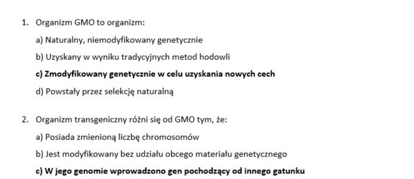 Test 2- biotechnologia i podstawy inżynierii genetycznej