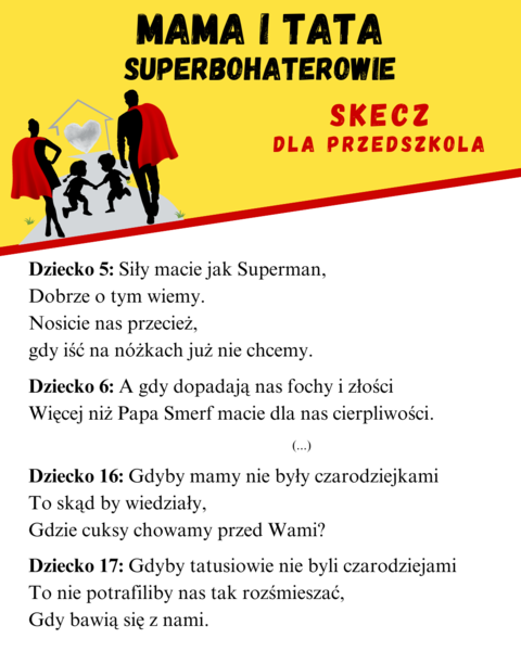 Mama i Tata- superbohaterowie; scenariusz przedstawienia dla grup przedszkolnych