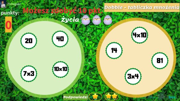 Interaktywna tabliczka mnożenia o 100 - gra dobble