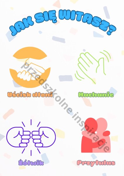 Jak się witasz? Grafika na drzwi do sali