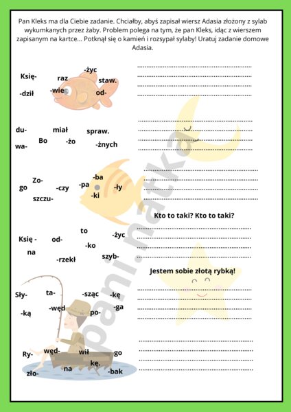 Akademia Pana Kleksa - karta pracy