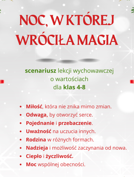 Noc, w której wróciła magia - scenariusz lekcji o świętach 4-8