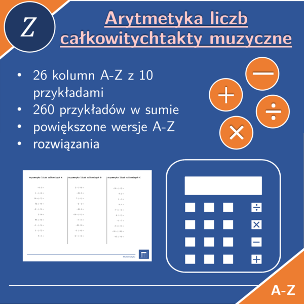 Arytmetyka liczb całkowitych | matematyka | 26 kolumn