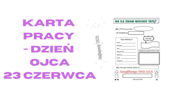 DZIEŃ OJCA - KARTA PRACY