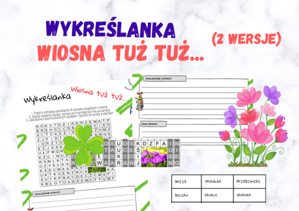 Wykreślanka – Wiosna tuż tuż... w dwóch wersjach
