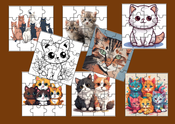 DZIEŃ KOTA – PUZZLE – 17 obrazków - ćwiczenia redakcyjne