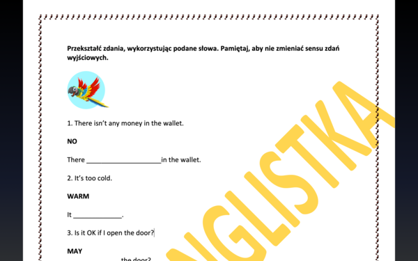 Przekształcanie zdań ze słowem kluczem - Egzamin Ósmoklasisty