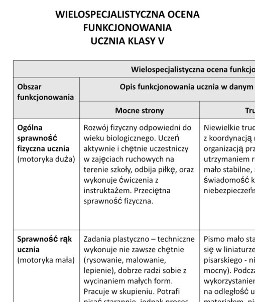 Wielospecjalistyczna Ocena Poziomu Funkcjonowania Ucznia (WOPFU)
