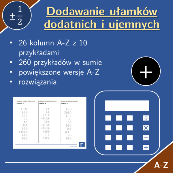 Dodawanie ułamków dodatnich i ujemnych | matematyka | 26 kolumn