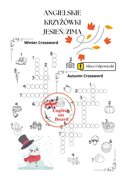 Angielskie Krzyżówki - Jesień/Zima + klucz odpowiedzi