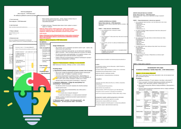 INNOWACJA pedagogiczna: „STOP DOKUCZANIU – SIŁA ŻYCZLIWOŚCI W KLASIE” - kl. 4-8 - zajęcia z wychowawcą
