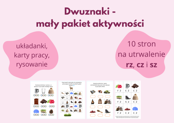 Dwuznaki rz, cz i sz - pakiet aktywności