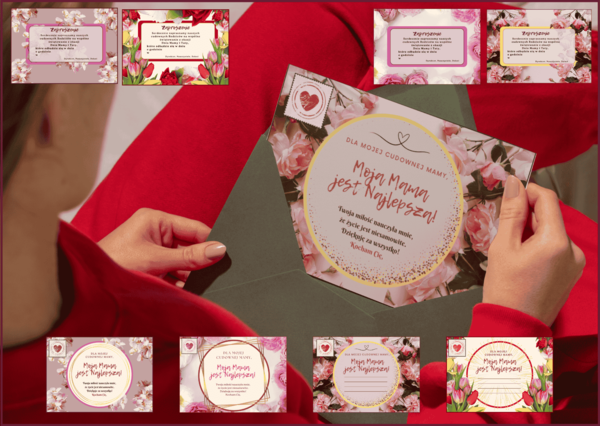 Zestaw zaproszeń i kartek na DZIEŃ MAMY!