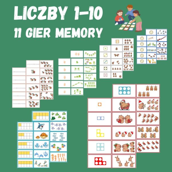 Memory - różne sposoby przedstawiania liczb 1-10