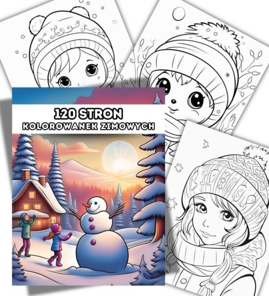 Kolorowanki Zimowe❄️☃️ 120 Stron Przepięknych Ilustracji do Pokolorowania.🩵🩵🩵