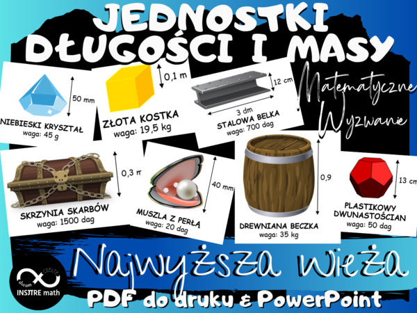 Jednostki długości i masy. Matematyczne wyzwanie wieża. Zamiana jednostek.