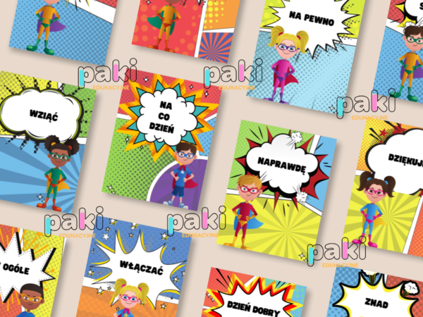 MDJO // Międzynarodowy Dzień Języka Ojczystego // Najczęstsze błędy - plakaty, grafiki z superbohaterami /dekoracja do sali pracowni polonistycznej